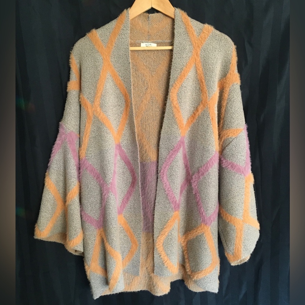 Kori America - Kimono Cardigan Sweater - Beige, Orange, Dusty Lavender - XL